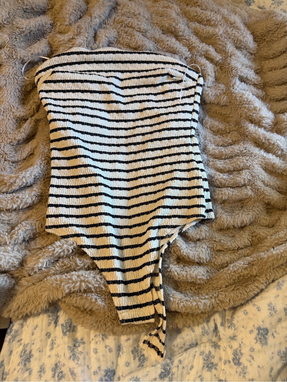 Strapless black & white bodysuit